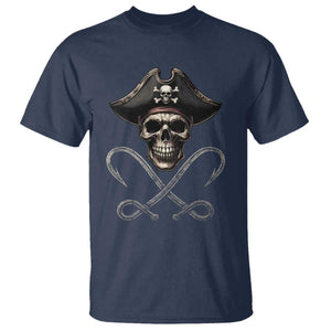 Funny Pirate Fishing Lover T Shirt Vintage Pirate Skull Hooks Fishing TS11 Navy Print Your Wear
