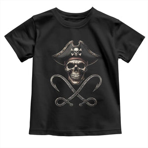 Funny Pirate Fishing Lover Toddler T Shirt Vintage Pirate Skull Hooks Fishing TS11 Black Print Your Wear