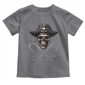 Funny Pirate Fishing Lover Toddler T Shirt Vintage Pirate Skull Hooks Fishing TS11 Charcoal Print Your Wear