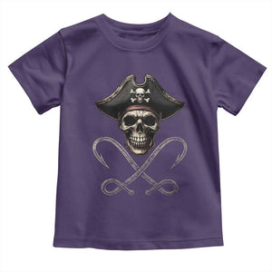 Funny Pirate Fishing Lover Toddler T Shirt Vintage Pirate Skull Hooks Fishing TS11 Purple Print Your Wear