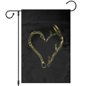 Fishing And Hunting Vintage Camo Hook Antler Heart Garden Flag TS11 Black Print Your Wear