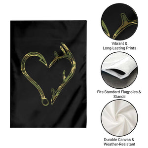 Fishing And Hunting Vintage Camo Hook Antler Heart Garden Flag TS11 Print Your Wear