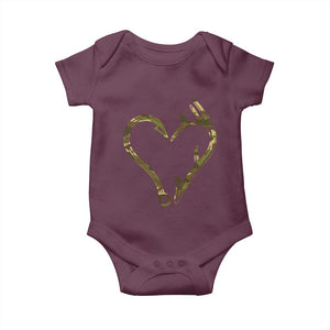 Fishing And Hunting Vintage Camo Hook Antler Heart Baby Onesie TS11 Maroon Print Your Wear
