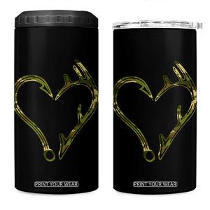 Fishing And Hunting Vintage Camo Hook Antler Heart 4 in 1 Can Cooler Tumbler TS11 One Size: 16 oz Black Print Your Wear