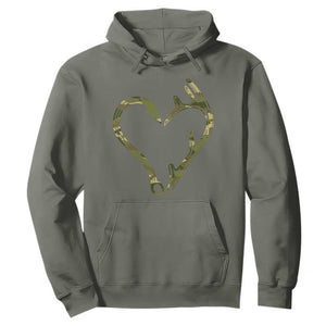 Fishing And Hunting Vintage Camo Hook Antler Heart Hoodie TS11 Military Green Print Your Wear