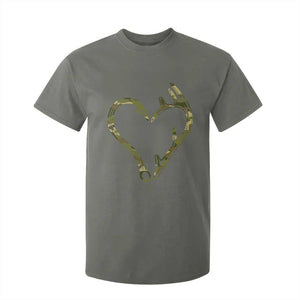 Fishing And Hunting Vintage Camo Hook Antler Heart T Shirt For Kid TS11 Military Green Print Your Wear