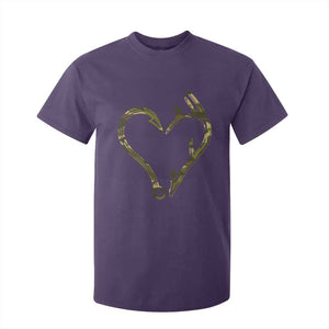 Fishing And Hunting Vintage Camo Hook Antler Heart T Shirt For Kid - Print Your Wear