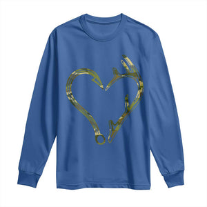 Fishing And Hunting Vintage Camo Hook Antler Heart Long Sleeve Shirt TS11 Royal Blue Print Your Wear