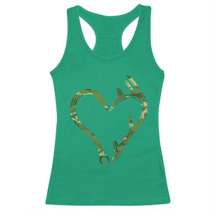 Fishing And Hunting Vintage Camo Hook Antler Heart Racerback Tank Top TS11 Irish Green Print Your Wear