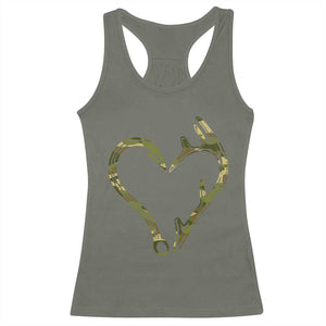 Fishing And Hunting Vintage Camo Hook Antler Heart Racerback Tank Top TS11 Military Green Print Your Wear