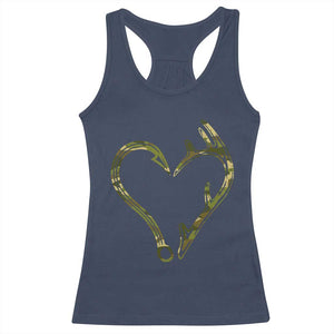 Fishing And Hunting Vintage Camo Hook Antler Heart Racerback Tank Top TS11 Navy Print Your Wear