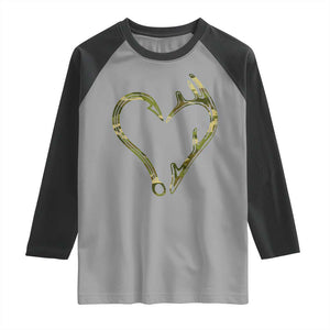 Fishing And Hunting Vintage Camo Hook Antler Heart Raglan Shirt TS11 Sport Gray Black Print Your Wear