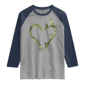 Fishing And Hunting Vintage Camo Hook Antler Heart Raglan Shirt TS11 Sport Gray Navy Print Your Wear