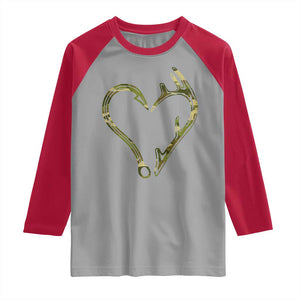 Fishing And Hunting Vintage Camo Hook Antler Heart Raglan Shirt TS11 Sport Gray Red Print Your Wear
