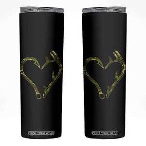 Fishing And Hunting Vintage Camo Hook Antler Heart Skinny Tumbler TS11 Black Print Your Wear