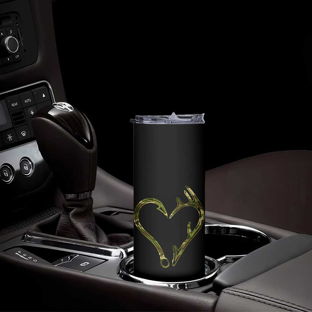 Fishing And Hunting Vintage Camo Hook Antler Heart Skinny Tumbler TS11 Print Your Wear