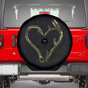 Fishing And Hunting Vintage Camo Hook Antler Heart Spare Tire Cover TS11 Black Print Your Wear