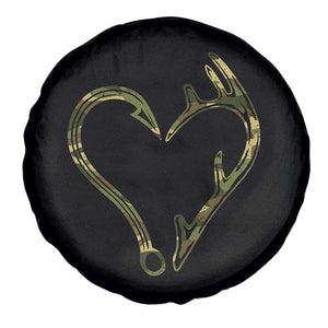 Fishing And Hunting Vintage Camo Hook Antler Heart Spare Tire Cover TS11 Print Your Wear