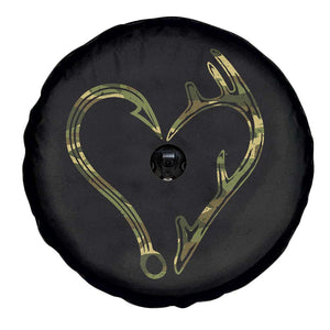 Fishing And Hunting Vintage Camo Hook Antler Heart Spare Tire Cover TS11 Print Your Wear