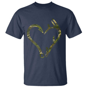 Fishing And Hunting Vintage Camo Hook Antler Heart T Shirt - Print Your Wear