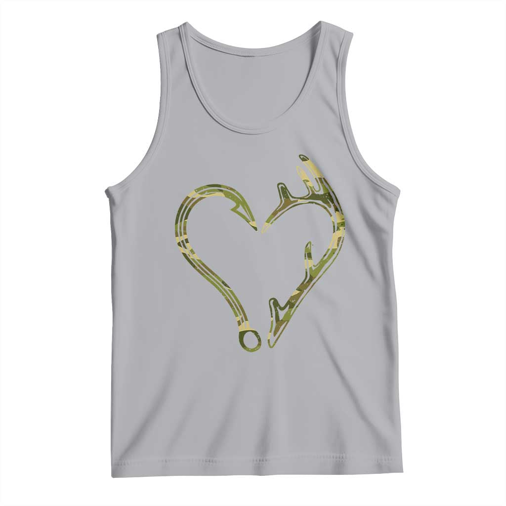 Fishing And Hunting Vintage Camo Hook Antler Heart Tank Top TS11 Athletic Heather Print Your Wear