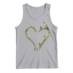 Fishing And Hunting Vintage Camo Hook Antler Heart Tank Top TS11 Athletic Heather Print Your Wear