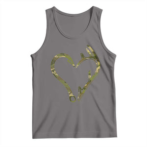 Fishing And Hunting Vintage Camo Hook Antler Heart Tank Top TS11 Deep Heather Print Your Wear