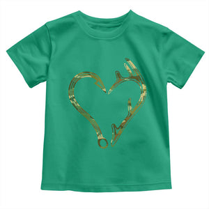 Fishing And Hunting Vintage Camo Hook Antler Heart Toddler T Shirt TS11 Irish Green Print Your Wear