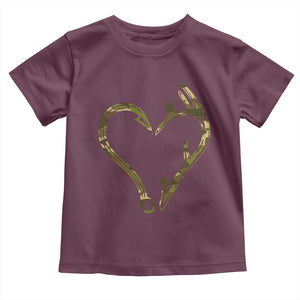 Fishing And Hunting Vintage Camo Hook Antler Heart Toddler T Shirt TS11 Maroon Print Your Wear
