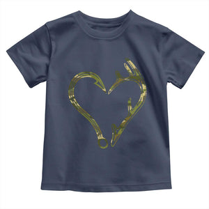 Fishing And Hunting Vintage Camo Hook Antler Heart Toddler T Shirt TS11 Navy Print Your Wear