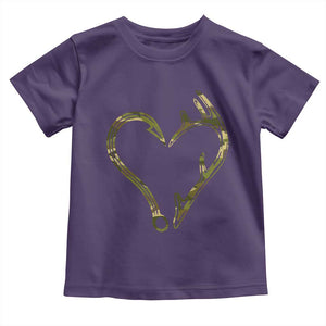 Fishing And Hunting Vintage Camo Hook Antler Heart Toddler T Shirt TS11 Purple Print Your Wear