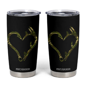 Fishing And Hunting Vintage Camo Hook Antler Heart Tumbler Cup TS11 Black Print Your Wear
