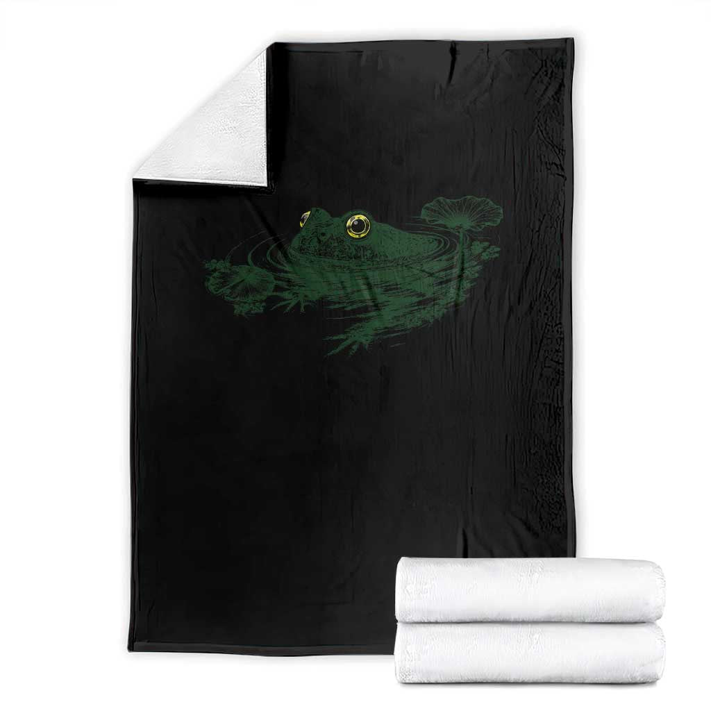 Funny Frog Swimming in Pond Cottagecore Style Throw Blanket TS11 Black Print Your Wear