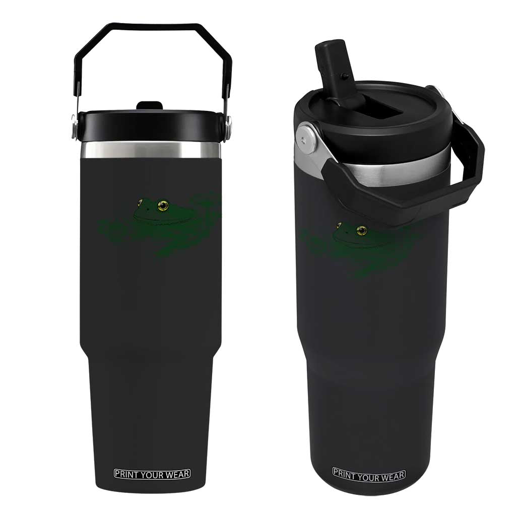 Funny Frog Swimming in Pond Cottagecore Style Flip Straw Tumbler TS11 One Size: 30 oz Black Print Your Wear