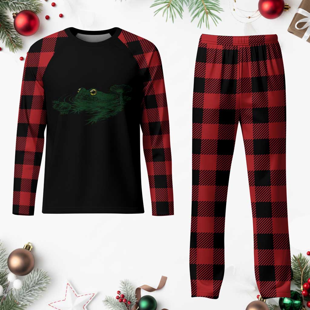 Funny Frog Swimming in Pond Cottagecore Style Plaid Pajama Set TS11 Buffalo Plaid Print Your Wear