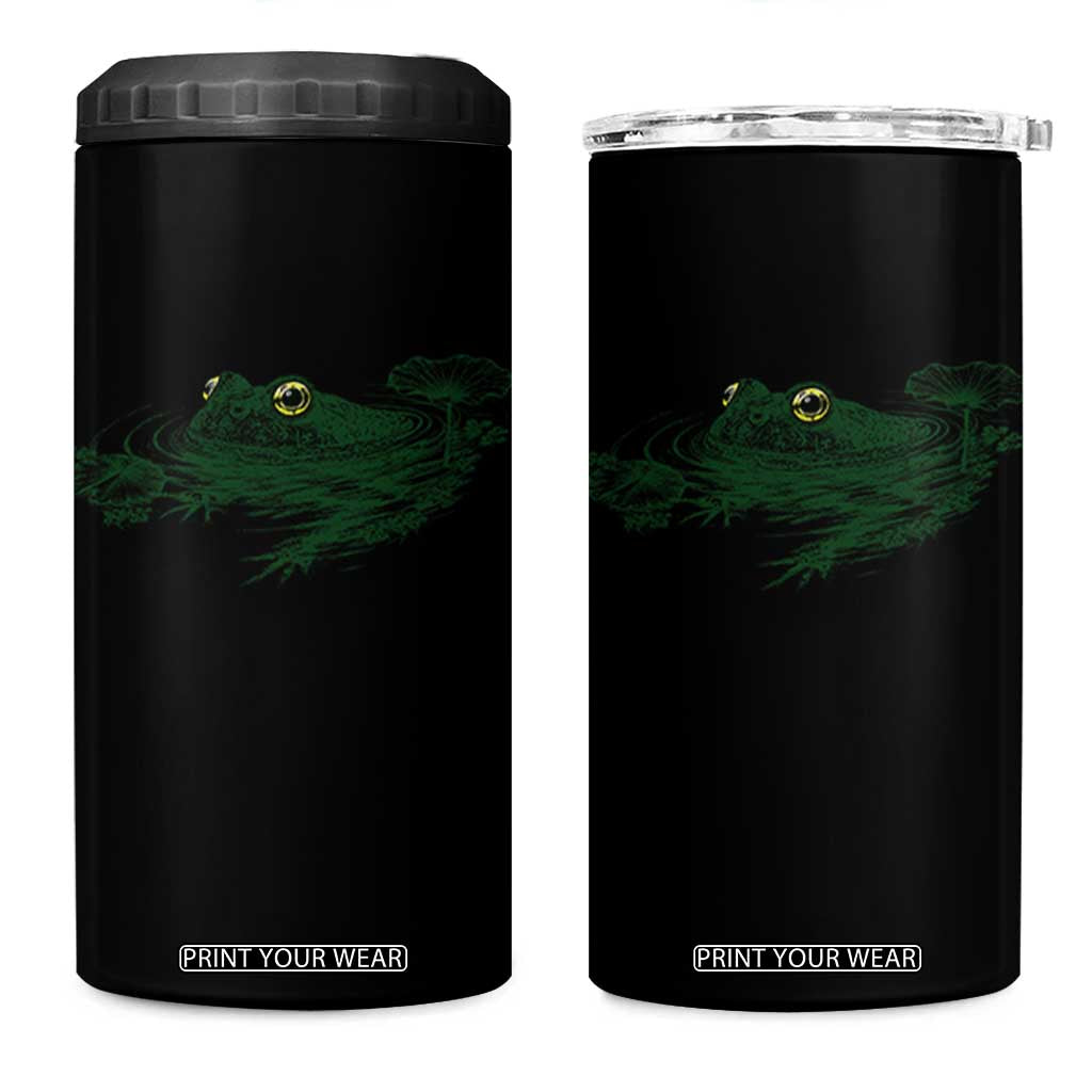 Funny Frog Swimming in Pond Cottagecore Style 4 in 1 Can Cooler Tumbler TS11 One Size: 16 oz Black Print Your Wear