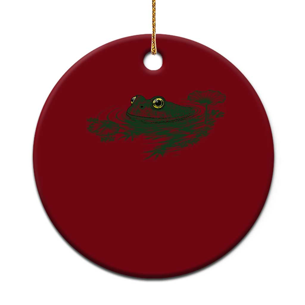 Funny Frog Swimming in Pond Cottagecore Style Ceramic Ornament TS11 1pc Red Print Your Wear