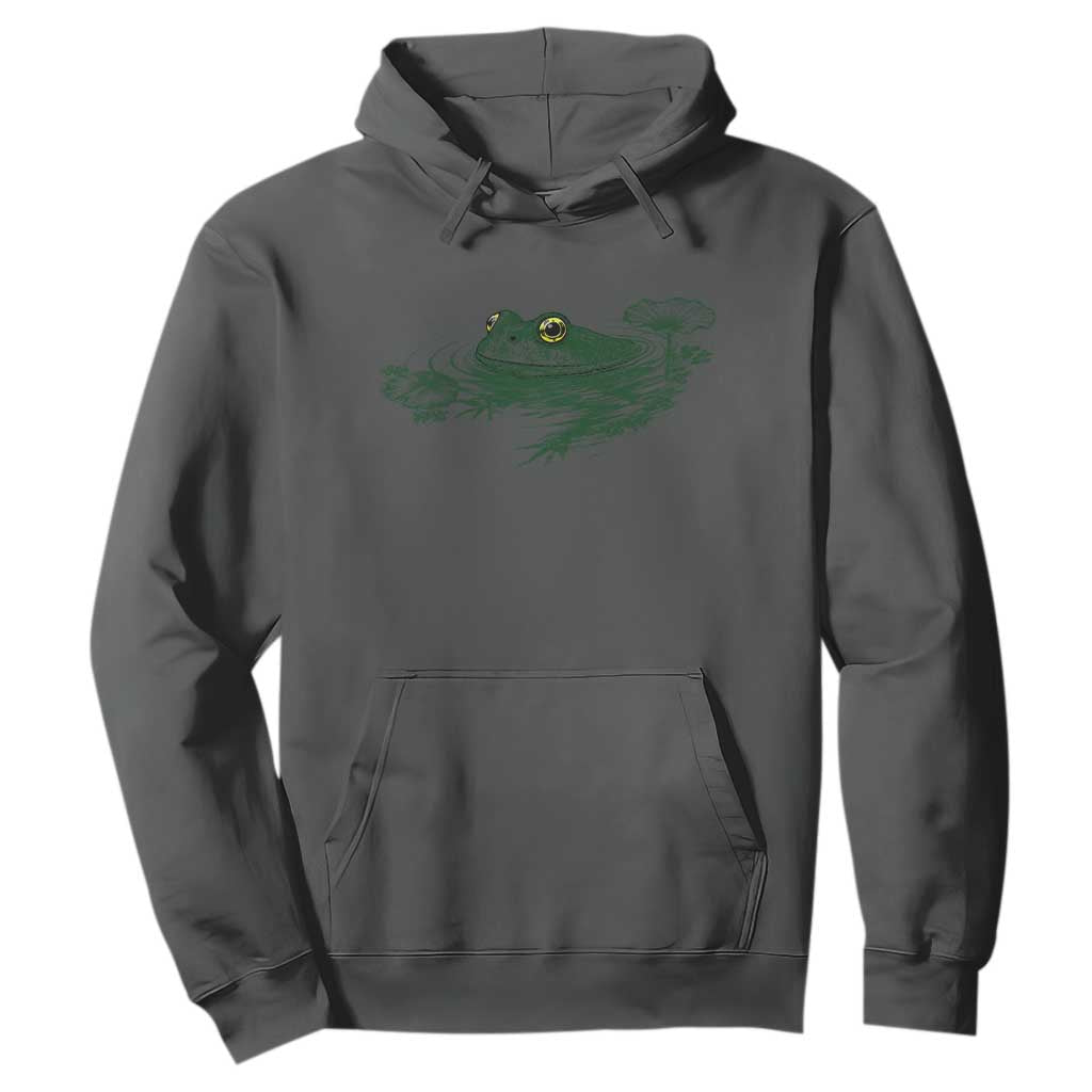 Funny Frog Swimming in Pond Cottagecore Style Hoodie TS11 Dark Heather Print Your Wear