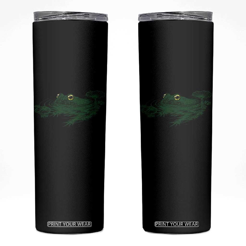 Funny Frog Swimming in Pond Cottagecore Style Skinny Tumbler TS11 Black Print Your Wear