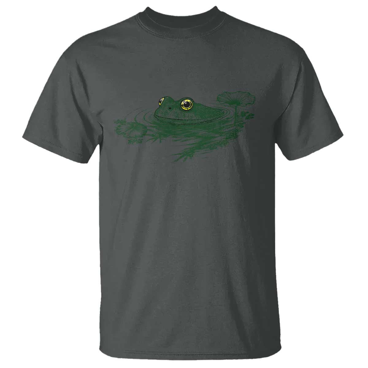 Funny Frog Swimming in Pond Cottagecore Style T Shirt TS11 Dark Heather Print Your Wear