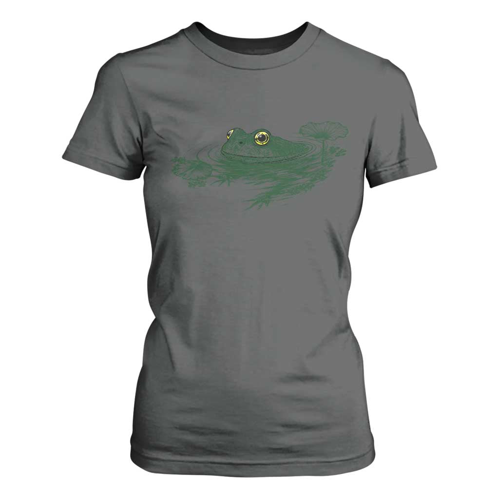 Funny Frog Swimming in Pond Cottagecore Style T Shirt For Women TS11 Dark Heather Print Your Wear