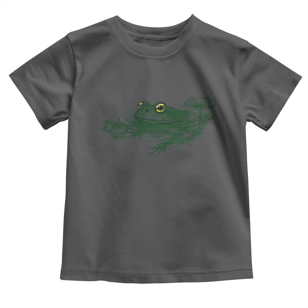 Funny Frog Swimming in Pond Cottagecore Style Toddler T Shirt TS11 Dark Heather Print Your Wear