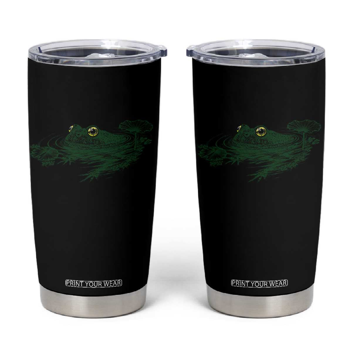 Funny Frog Swimming in Pond Cottagecore Style Tumbler Cup TS11 Black Print Your Wear