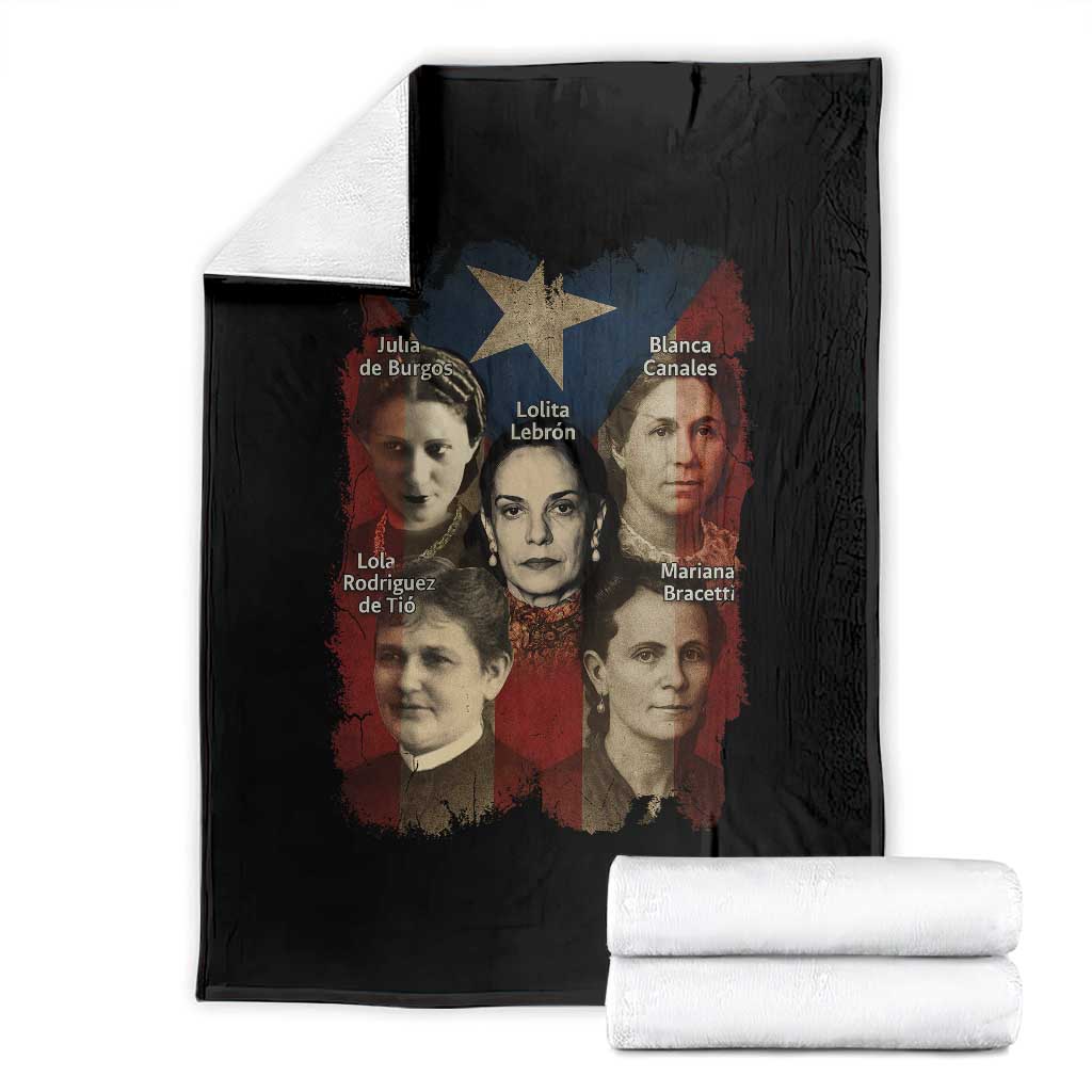 Puerto Rican Heroines Throw Blanket Boricua Julia Lolita Blanca Mariana Lola Puerto Rico Flag TS11 Black Print Your Wear