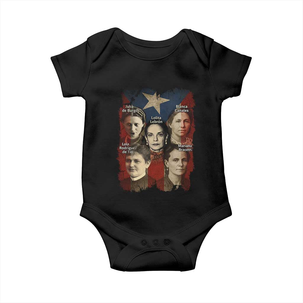 Puerto Rican Heroines Baby Onesie Boricua Julia Lolita Blanca Mariana Lola Puerto Rico Flag TS11 Black Print Your Wear