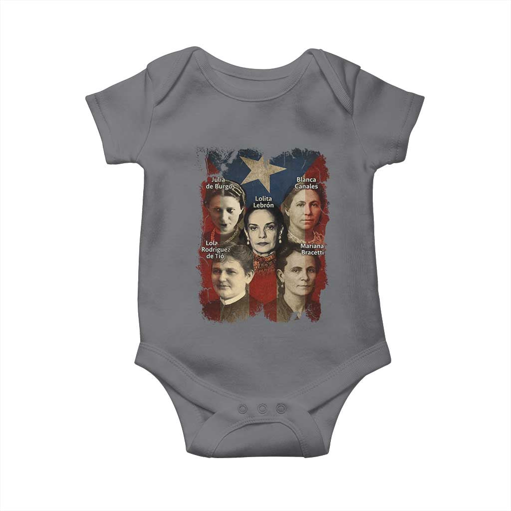 Puerto Rican Heroines Baby Onesie Boricua Julia Lolita Blanca Mariana Lola Puerto Rico Flag TS11 Charcoal Print Your Wear