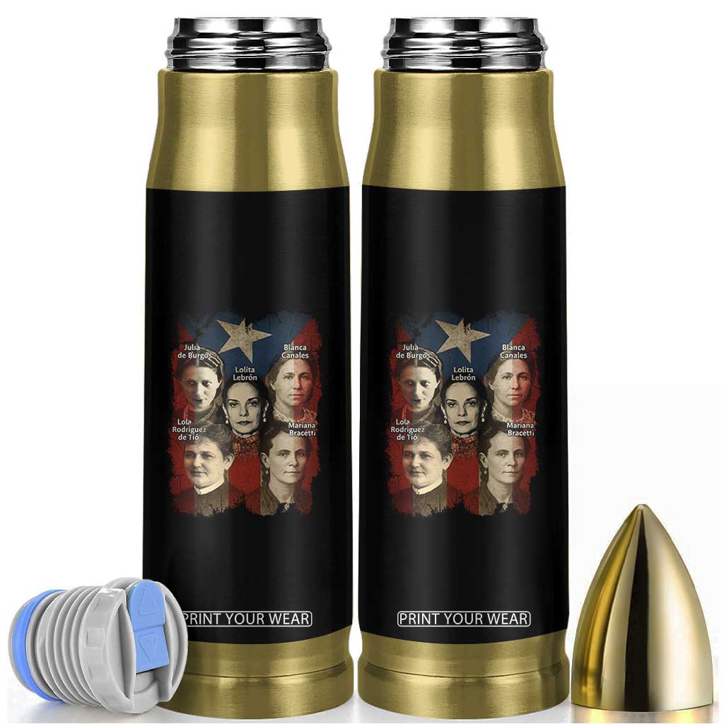 Puerto Rican Heroines Bullet Tumbler Boricua Julia Lolita Blanca Mariana Lola Puerto Rico Flag TS11 Black Print Your Wear