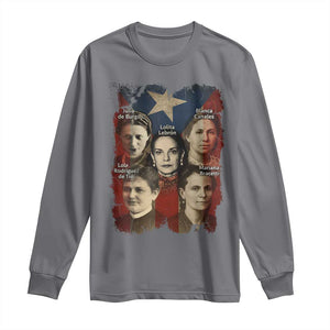 Puerto Rican Heroines Long Sleeve Shirt Boricua Julia Lolita Blanca Mariana Lola Puerto Rico Flag TS11 Charcoal Print Your Wear