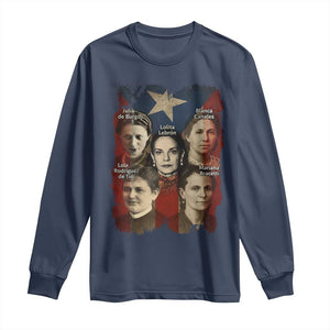 Puerto Rican Heroines Long Sleeve Shirt Boricua Julia Lolita Blanca Mariana Lola Puerto Rico Flag TS11 Navy Print Your Wear