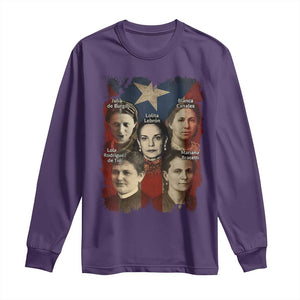 Puerto Rican Heroines Long Sleeve Shirt Boricua Julia Lolita Blanca Mariana Lola Puerto Rico Flag TS11 Purple Print Your Wear